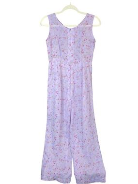 Lilac Purple/Pink Sleeveless Wide Leg Boho Jumpsuit, Size Medium